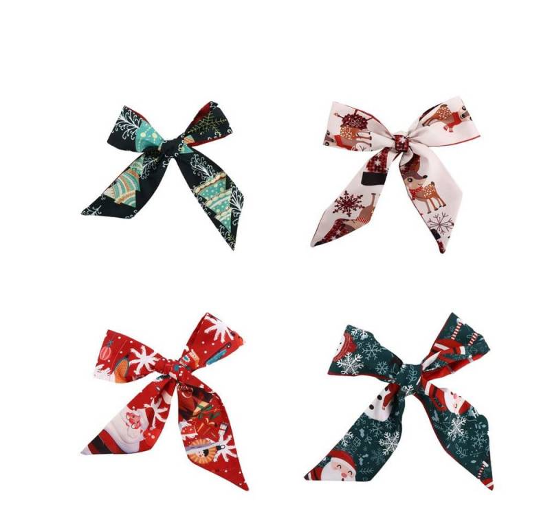 Coonoor Halstuch Weihnachten bedruckte Seidenschals, Langes Haarband Retro Halstuch, (4-St. Frauen Männer Mode Elegante Weihnachten Kleidung Accessoire) von Coonoor