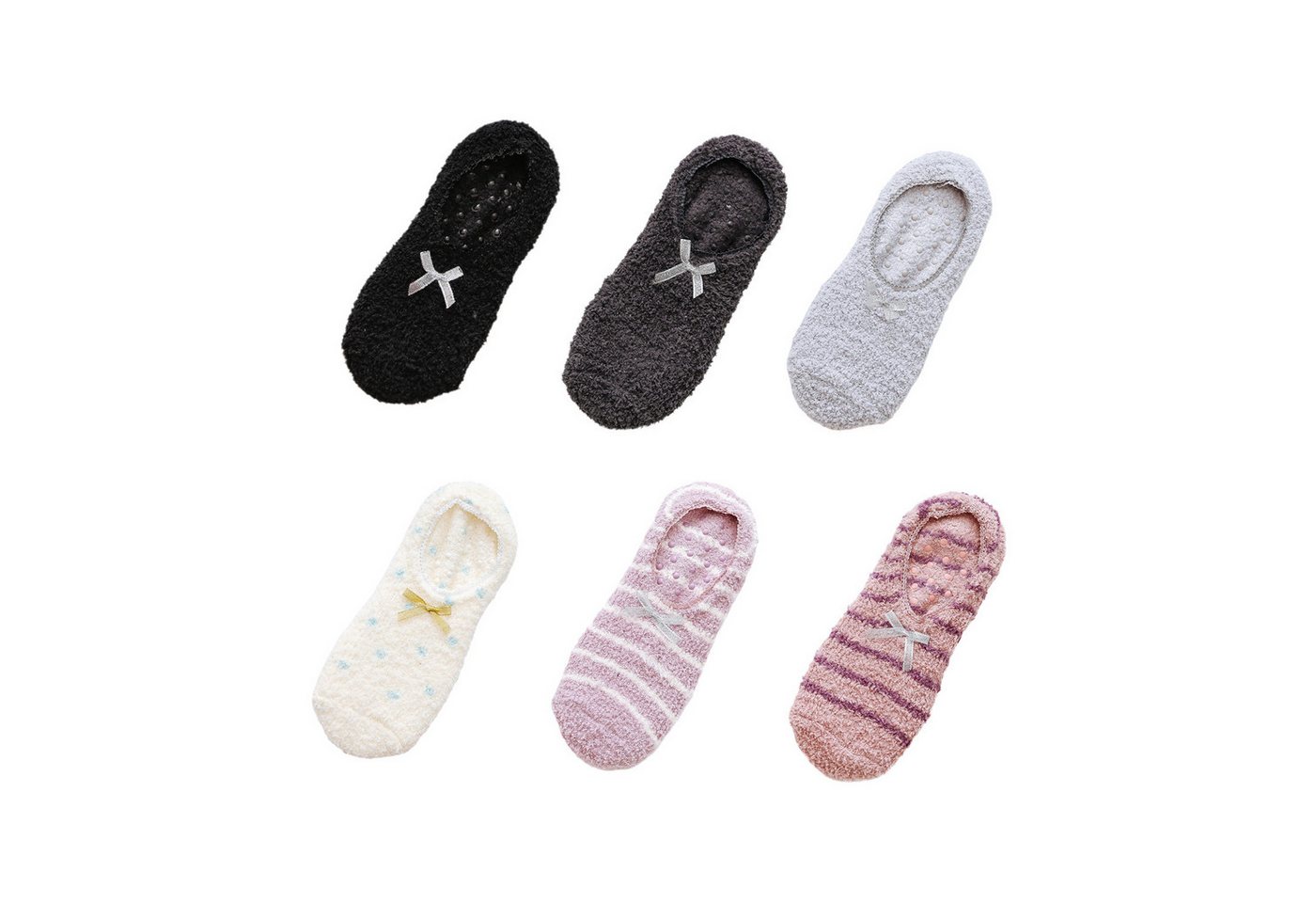 Coonoor Haussocken Fluffy Hausschuh-Socken für Damen – Rutschfest, Weich & Wärmend (6-Paar) Winter, mit Antirutsch-Noppen für Boden (EU 35-40) von Coonoor