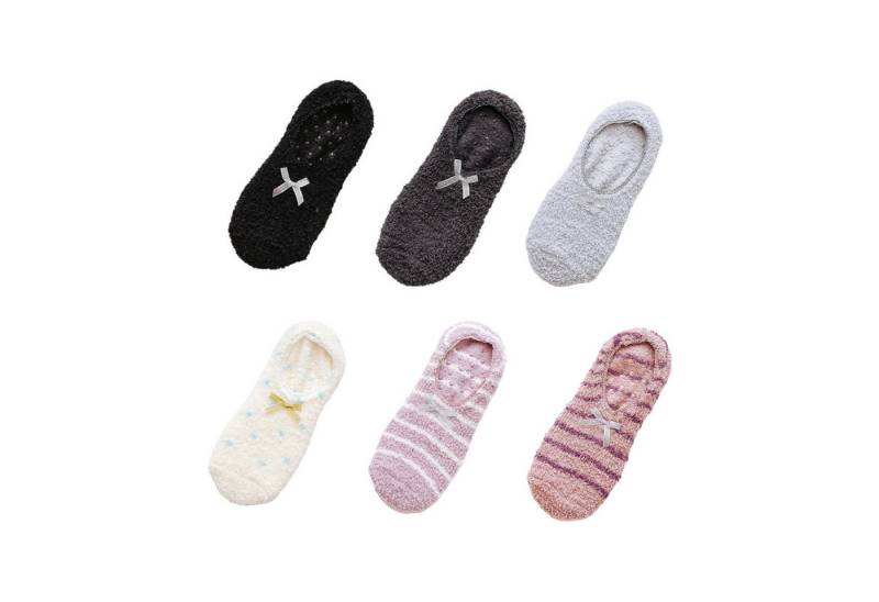 Coonoor Haussocken Fluffy Hausschuh-Socken für Damen – Rutschfest, Weich & Wärmend (6-Paar) Winter, mit Antirutsch-Noppen für Boden (EU 35-40) von Coonoor
