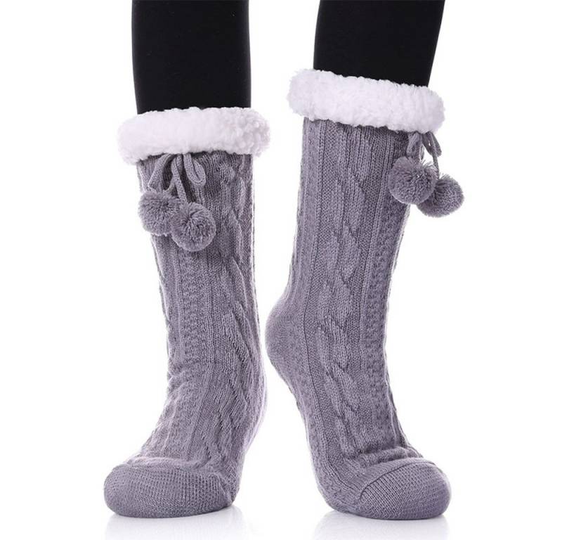 Coonoor Haussocken Kuschelige Damen Haussocken Winter mit Anti-Rutsch-Sohle (1-Paar) Dicke Flauschsocken – Warme Haussocken & Hüttensocken von Coonoor