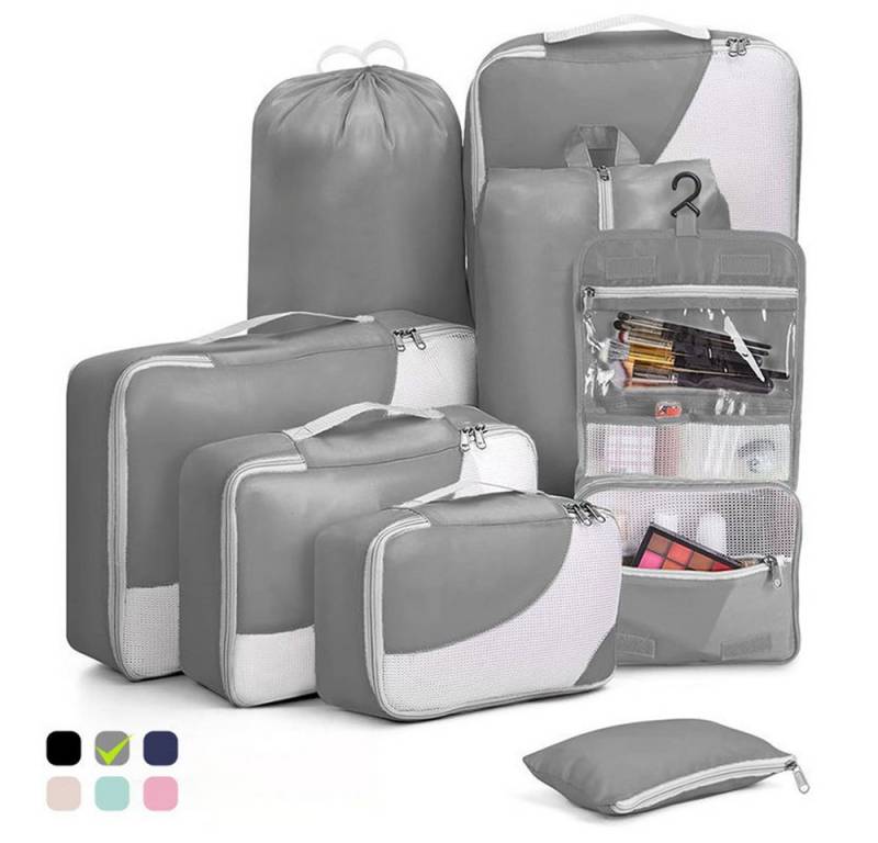 Coonoor Kofferorganizer 8 Teilige Packing Cubes Kleidertaschen Koffer Organizer, mit Schuh- und Hänge-Toilettenbeutel von Coonoor