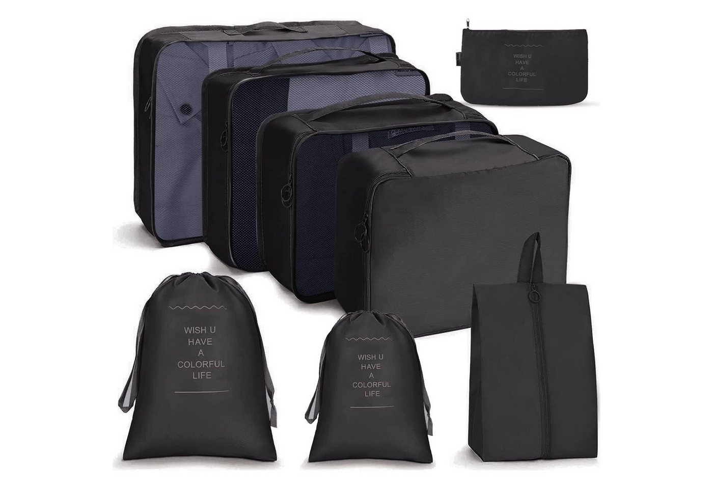 Coonoor Kofferorganizer Koffer Organizer Set 8-teilig Wasserdichte Reise Kleidertaschen (8-tlg), Packtaschen für koffer, Verpackungswürfel mit Schuhbeutel von Coonoor