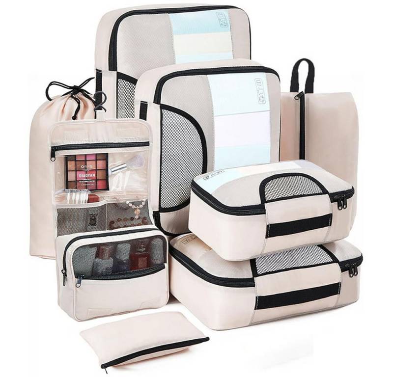 Coonoor Kofferorganizer Koffer Organizer Set 8-tlg. – Packing Cubes & Packtaschen mit Schuh (8-tlg), Kosmetiktasche für Reisen, Travel Essentials von Coonoor