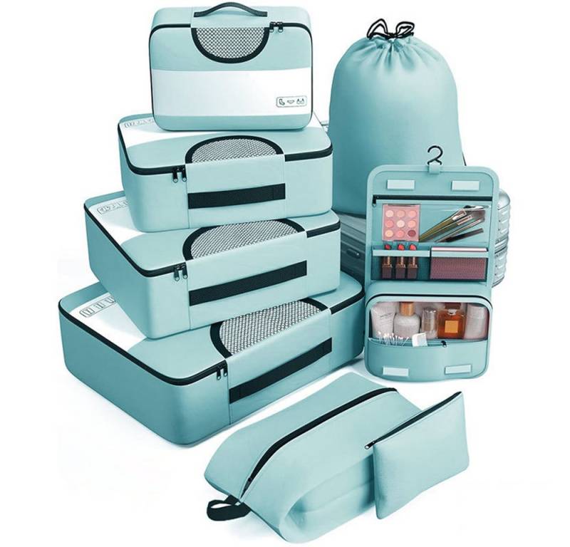 Coonoor Kofferorganizer Koffer Organizer Set 8-tlg. – Packing Cubes & Packtaschen mit Schuh (8-tlg), Kosmetiktasche für Reisen, Travel Essentials von Coonoor