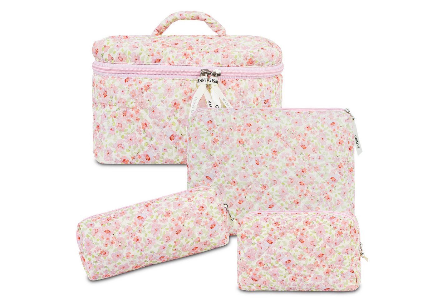 Coonoor Kosmetiktasche 4-teiliges Set Blumen-Kosmetiktaschen, Reise-Waschbeutel, Damen-Kosmetiktasche, große Kosmetiktasche von Coonoor