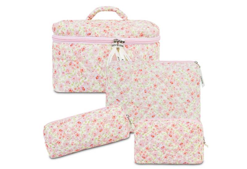Coonoor Kosmetiktasche 4-teiliges Set Blumen-Kosmetiktaschen, Reise-Waschbeutel, Damen-Kosmetiktasche, große Kosmetiktasche von Coonoor