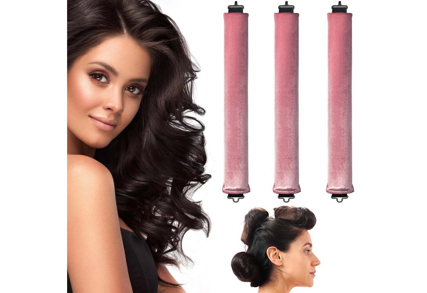 Coonoor Lockenwickler 3 Stück Hitzefreier Lockenwickler, Flexi Stangen mit Haken von Coonoor