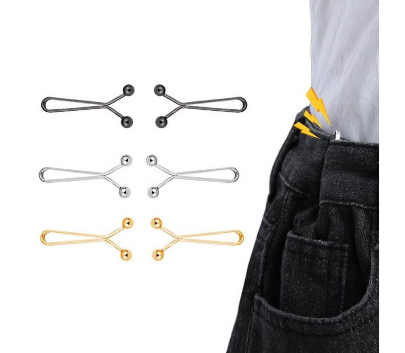Coonoor Manschettenknöpfe Hosen Taillenspanner, 6 Stück Taillenschnallen Clips kein Nähen (6-Paar), Jean Knopfnadeln Knöpfe von Coonoor