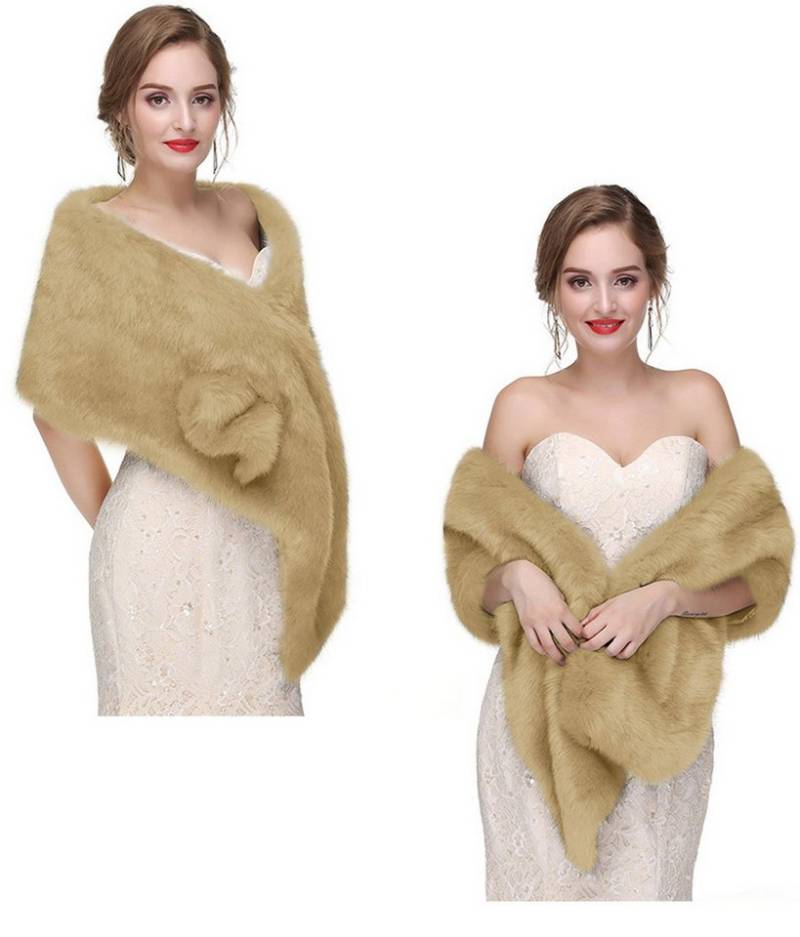 Coonoor Modeschal Damen Brautjacke Brautstola Kunstfell Braut Stola Abendstola, (1-St), Hochzeitstuch Pelzimitat für Abendparty Hochzeitstuch von Coonoor