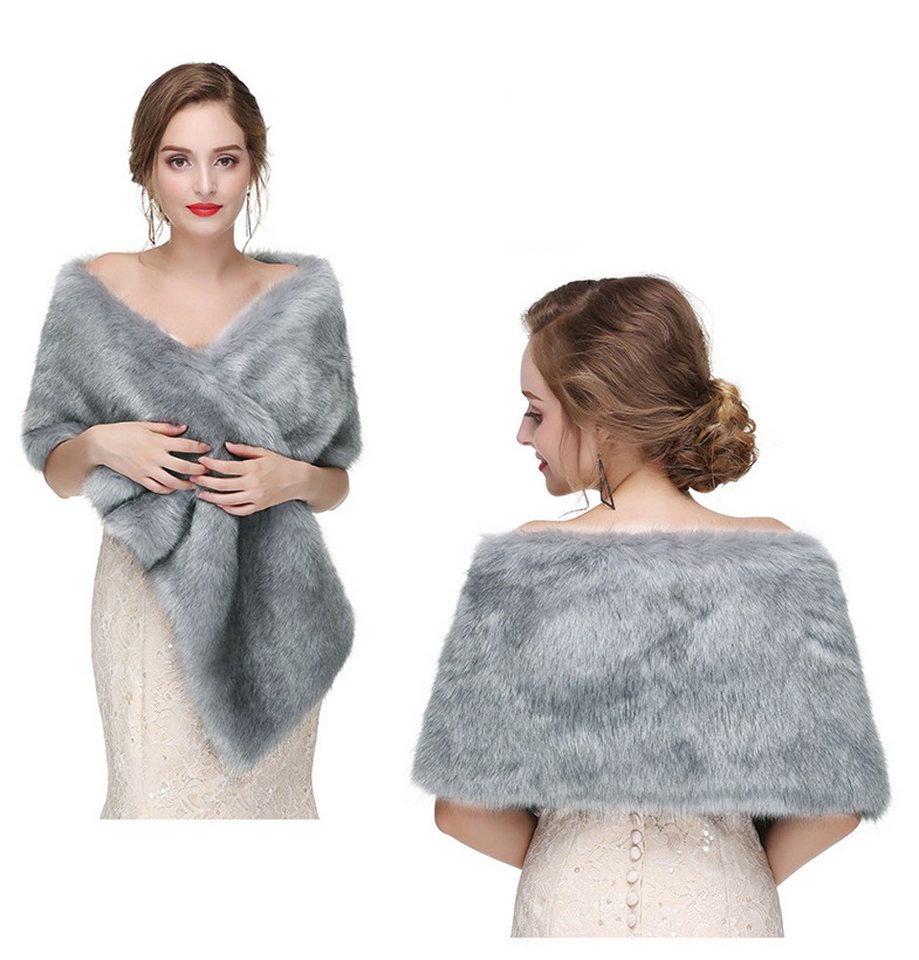 Coonoor Modeschal Damen Brautjacke Brautstola Kunstfell Braut Stola Abendstola, (1-St), Hochzeitstuch Pelzimitat für Abendparty Hochzeitstuch von Coonoor