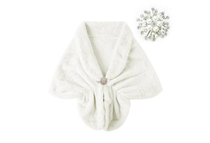 Coonoor Modeschal Damen Elegant Braut Hochzeit Kunstpelz Schal Wrap Braut Pelz Schal, Stola Fur Wraps und Tücher für Frauen von Coonoor