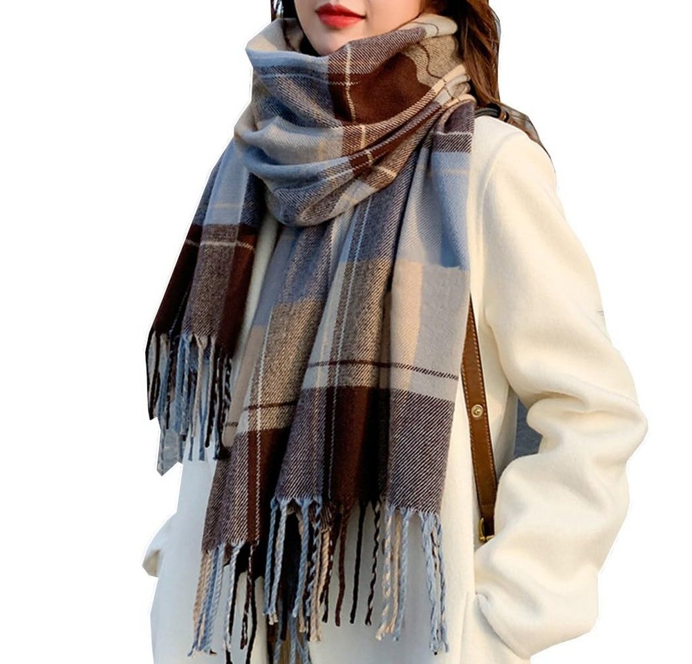 Coonoor Modeschal Damen Kariert Oversized Schal Lange Winterschal Weich Wraps, Groß Karo Fransen Schals Warm für Herbst Winter von Coonoor