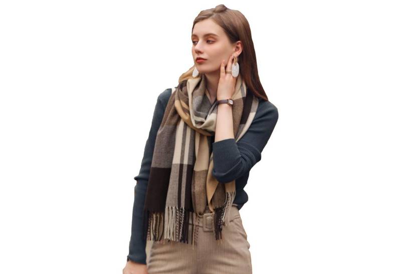 Coonoor Modeschal Damen Kariert Oversized Schal Lange Winterschal Weich Wraps, Groß Karo Fransen Schals Warm für Herbst Winter von Coonoor