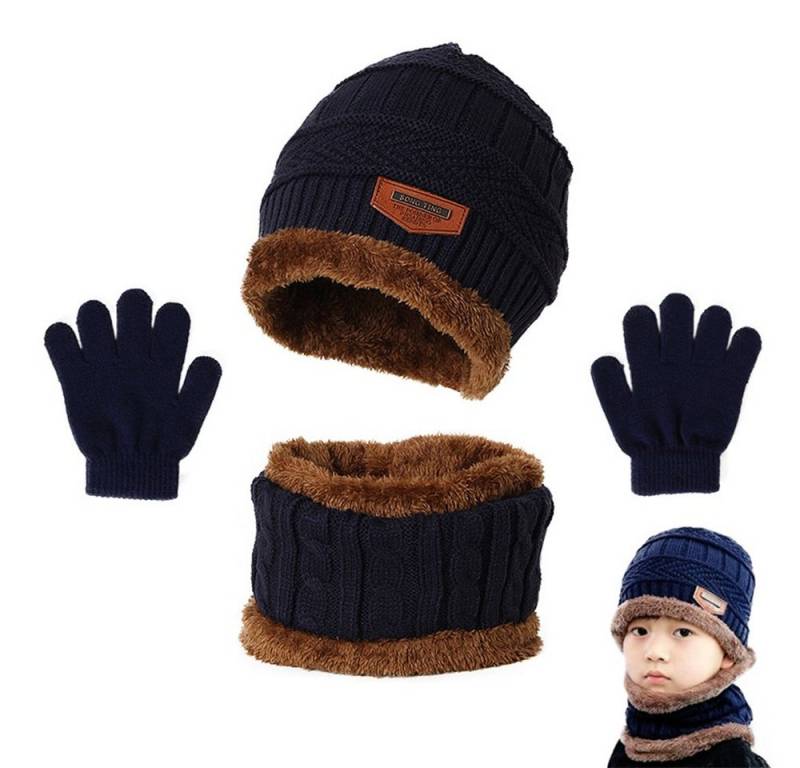 Coonoor Mütze & Schal 3-in-1 Set Kinder Wintermütze Schal Handschuhe Weihnachtsgeschenk Set Winter-Wärmeset für Jungen und Mädchen von Coonoor