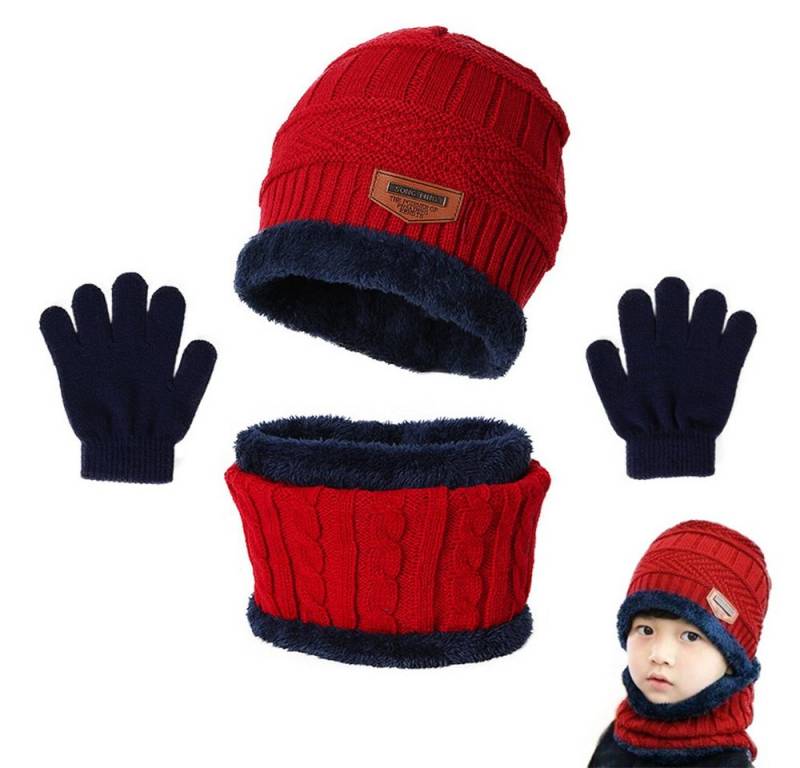 Coonoor Mütze & Schal 3-in-1 Set Kinder Wintermütze Schal Handschuhe Weihnachtsgeschenk Set Winter-Wärmeset für Jungen und Mädchen von Coonoor