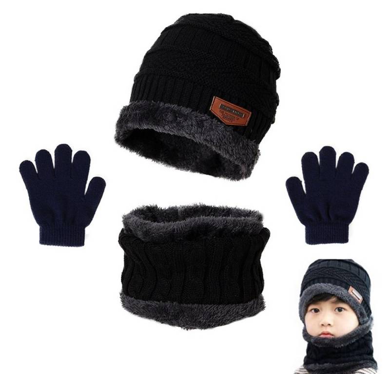 Coonoor Mütze & Schal 3-in-1 Set Kinder Wintermütze Schal Handschuhe Weihnachtsgeschenk Set Winter-Wärmeset für Jungen und Mädchen von Coonoor