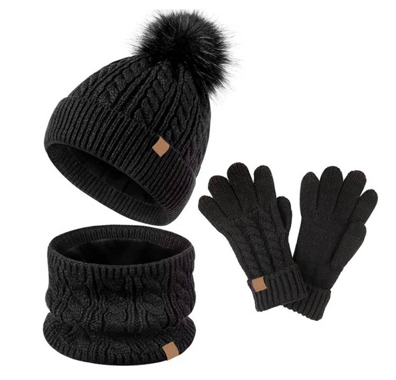 Coonoor Mütze & Schal Kinder Beanie Mütze Winter mit Strick Halswärmer Warme Handschuhe Set Fleece-Gefüttertes, für Mädchen, Kleinkinder und Kinder von Coonoor