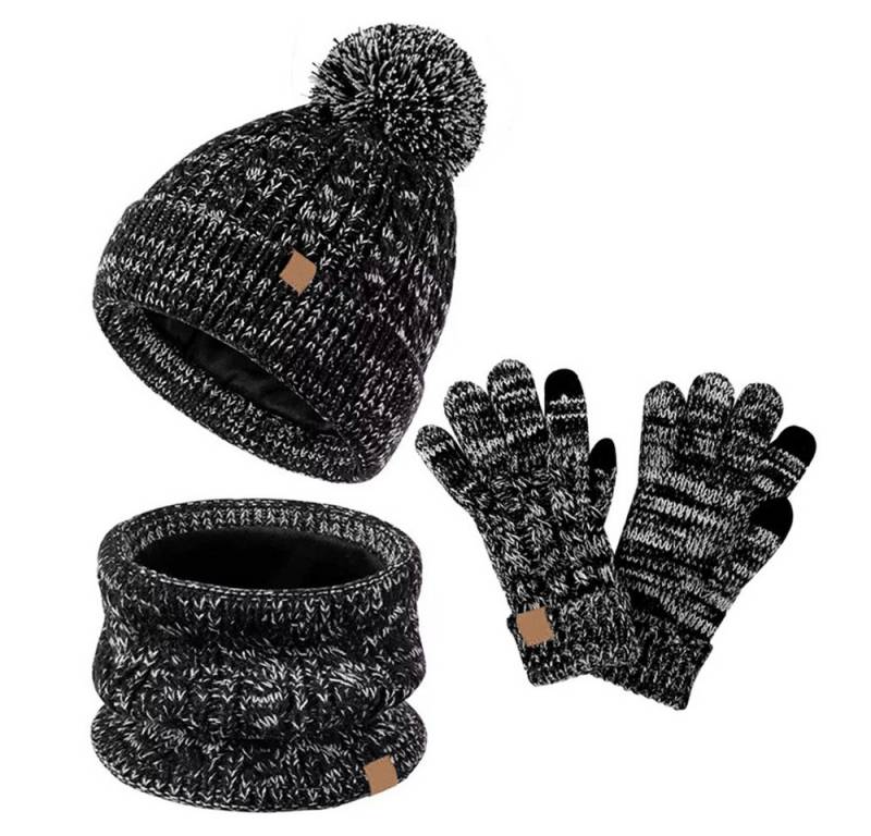 Coonoor Mütze & Schal Kinder Beanie Mütze Winter mit Strick Halswärmer Warme Handschuhe Set Fleece-Gefüttertes, für Mädchen, Kleinkinder und Kinder von Coonoor