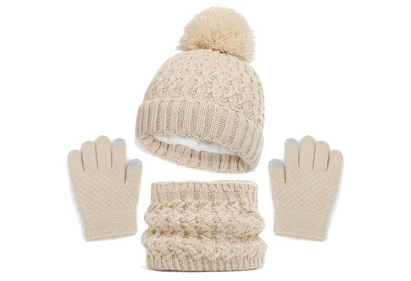 Coonoor Mütze & Schal Kinder Wintermütze Schal Handschuhe Set Kindermütze Strickmütze Kinder Mütze Schal Set von Coonoor