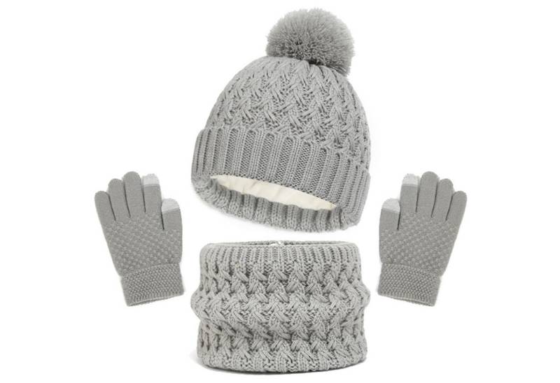 Coonoor Mütze & Schal Kinder Wintermütze Schal Handschuhe Set Kindermütze Strickmütze Kinder Mütze Schal Set von Coonoor