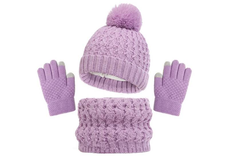 Coonoor Mütze & Schal Kinder Wintermütze Schal Handschuhe Set Kindermütze Strickmütze Kinder Mütze Schal Set von Coonoor