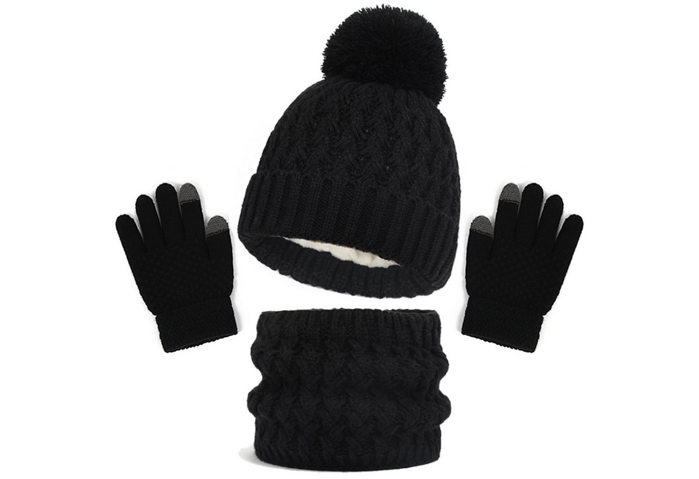 Coonoor Mütze & Schal Kinder Wintermütze Schal Handschuhe Set Kindermütze Strickmütze Kinder Mütze Schal Set von Coonoor