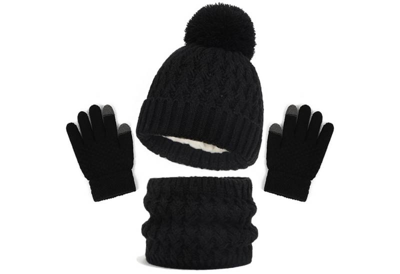 Coonoor Mütze & Schal Kinder Wintermütze Schal Handschuhe Set Kindermütze Strickmütze Kinder Mütze Schal Set von Coonoor