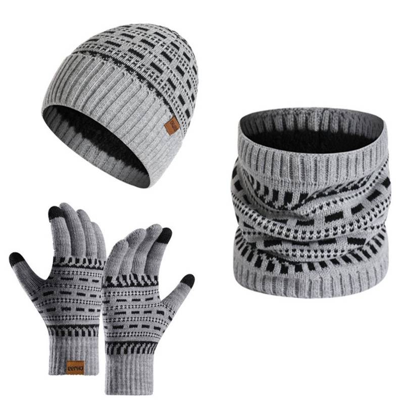 Coonoor Mütze & Schal Mütze, Schal und Handschuh Set, Beanie ohne Krempe, Touchscreen-Handschuhe, Wärmeschal von Coonoor