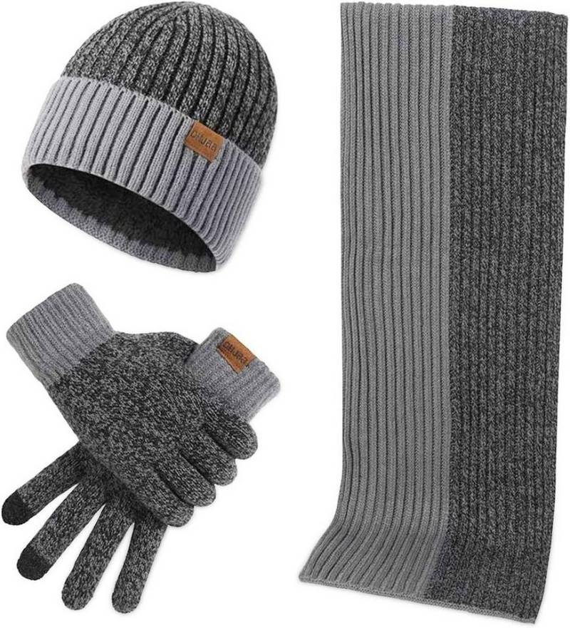 Coonoor Mütze & Schal Mütze-, Schal- und Touchscreen-Handschuh-Set zweiteiliges Winter-Warmhalte-Set in zwei Farben von Coonoor