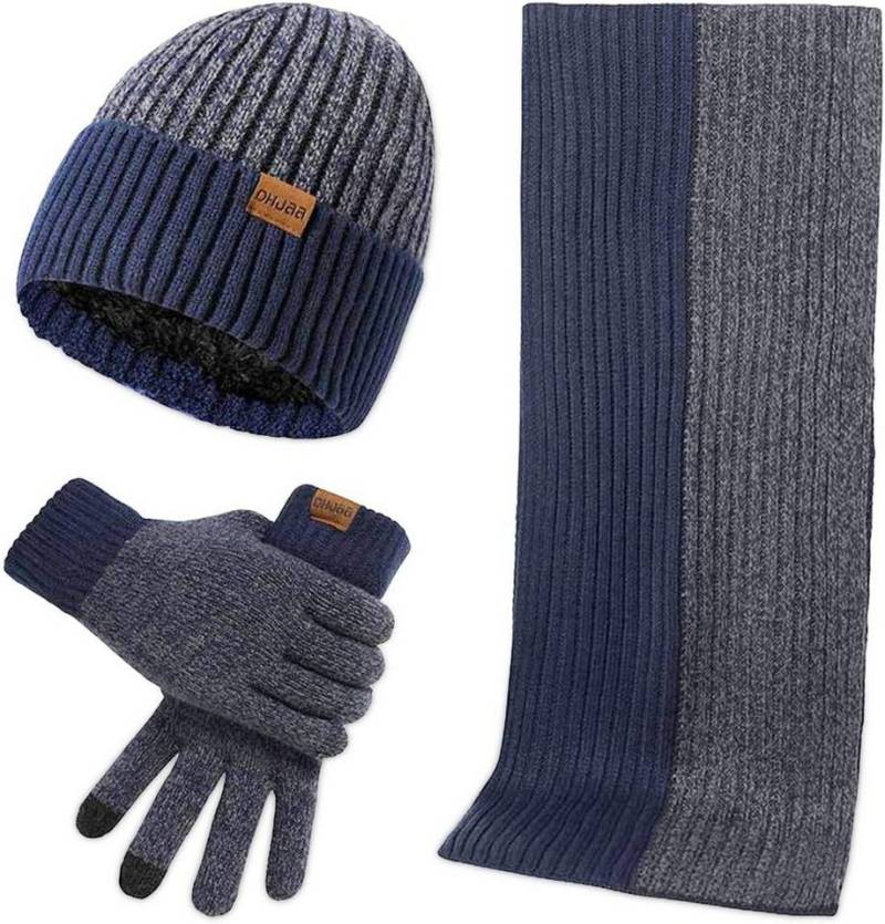 Coonoor Mütze & Schal Mütze-, Schal- und Touchscreen-Handschuh-Set zweiteiliges Winter-Warmhalte-Set in zwei Farben von Coonoor