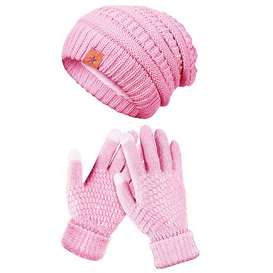Coonoor Mütze & Schal Winter-Beanie-und-Handschuh-Set, warme Strickmütze, Touchscreen-Strickhandschuhe von Coonoor