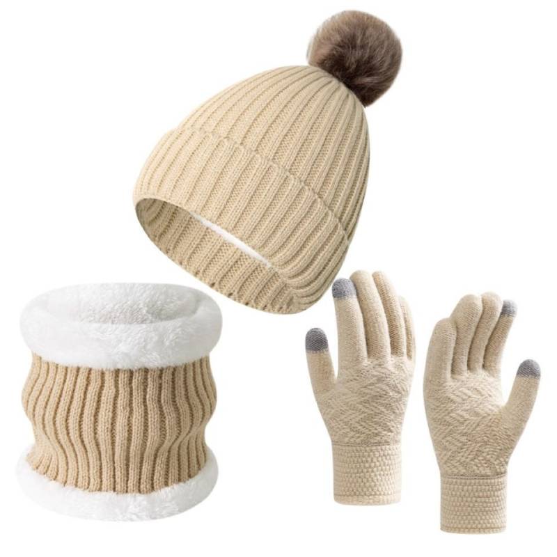 Coonoor Mütze & Schal Winter Mützen, Handschuhe und Schal Set, Winter Fleece-Wärmeset von Coonoor