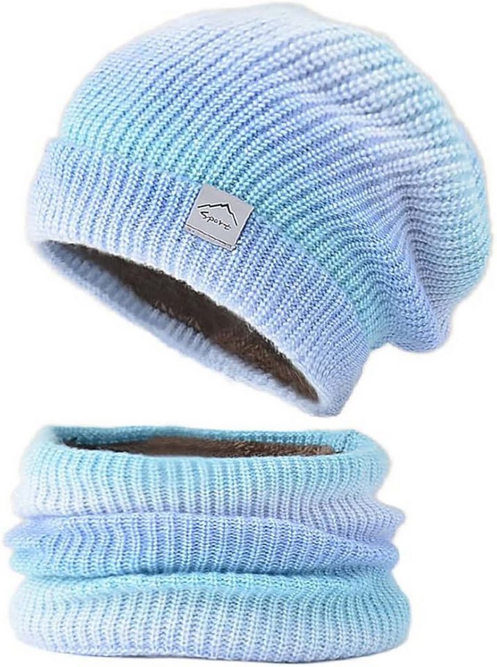 Coonoor Mütze & Schal Wintermütze Strickmütze mit Schal Damen Warme Wintermütze Mütze Schal Set,Wollmütze mit Farbverlauf von Coonoor