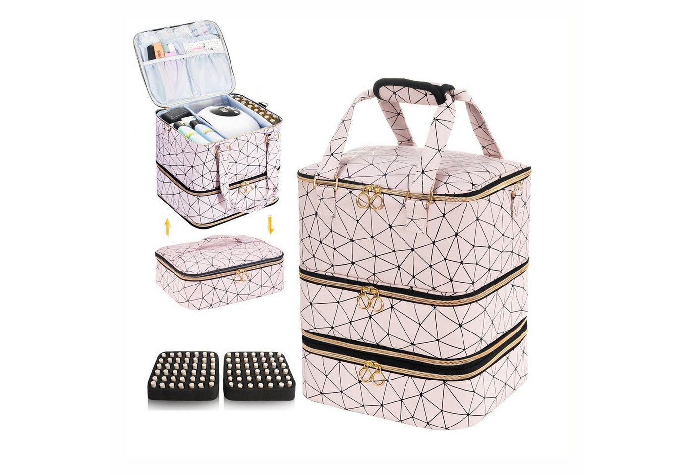 Coonoor Nagellackhalter Nagellack-Organizer für 84 Flaschen und 1 LED-Nagellampe, (1-tlg., Aufbewahrungstasche für Nageldesign-Zubehör) von Coonoor