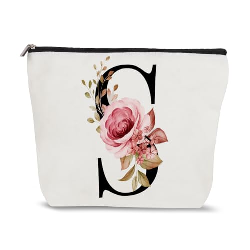 Coonoor Niedlich Kosmetiktasche Klein Waschtasche Kosmetiktasche - Schminktasche Damen Geschenk für Mutter, Schwester, Freunde S Letter Print von Coonoor