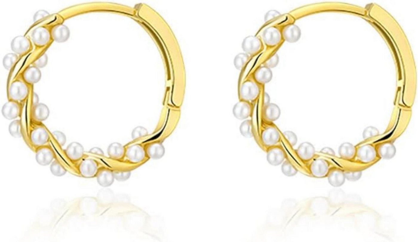 Coonoor Perlenohrringe Sterling Silber Perlen Twist Creolen Ohrringe für Frauen (2-tlg) von Coonoor