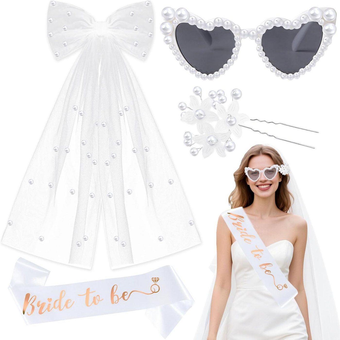 Coonoor Schleier 4 Stück JGA Accessoires Frauen, für Junggesellenabschied,Bachelorette Party und Hochzeitsfotografie Coonoor Schleier 4 Stück JGA Accessoires Frauen, für Junggesellenabschied,Bachelorette Party und Hochzeitsfotografie von Coonoor