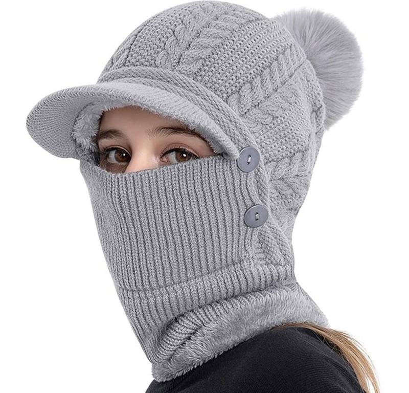 Coonoor Schlupfmütze Damen Wintermütze Strickmütze mit Mädchen Skimütze, Winddicht Warm Außenmaterial ist Strick, innen mit weichem Fleece gepolstert von Coonoor