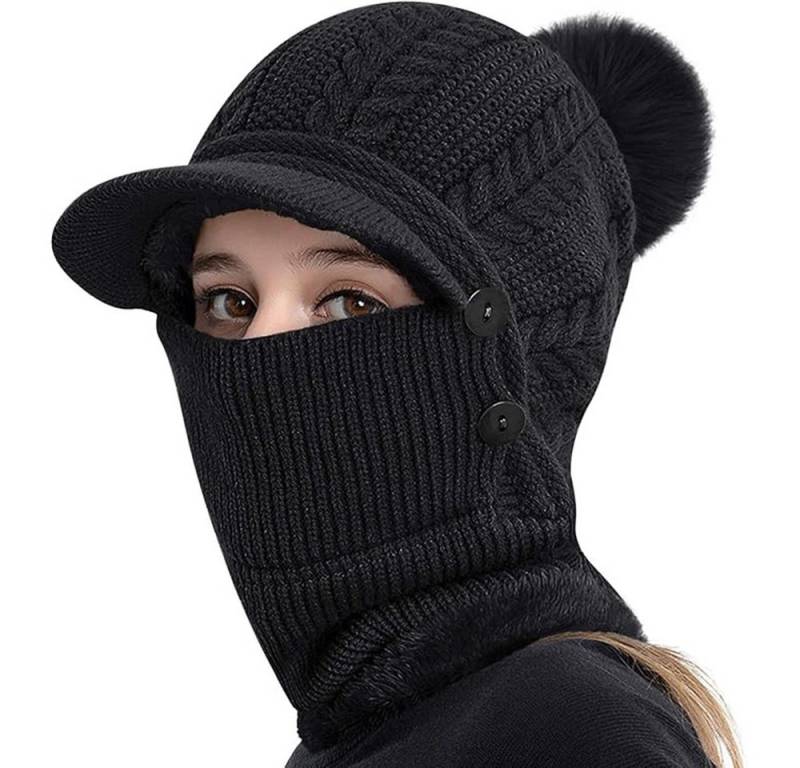 Coonoor Schlupfmütze Damen Wintermütze Strickmütze mit Mädchen Skimütze, Winddicht Warm Außenmaterial ist Strick, innen mit weichem Fleece gepolstert von Coonoor