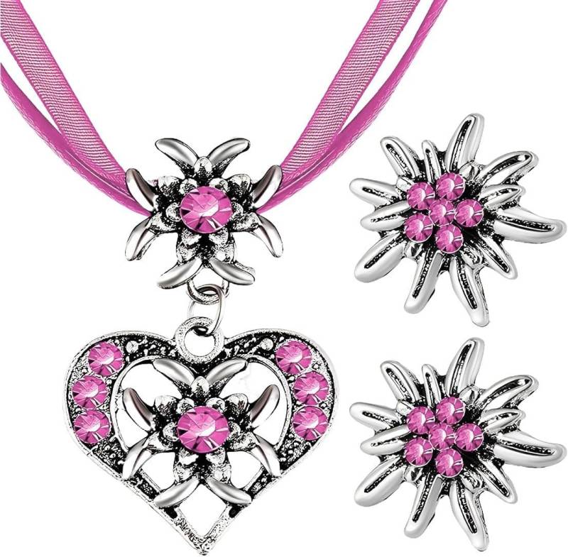 Coonoor Schmuckset Damen Oktoberfest Schmuckset, Edelweiß Anhänger mit Ohrringen, Bayerischer Stil Damen Mode Schmuckset von Coonoor