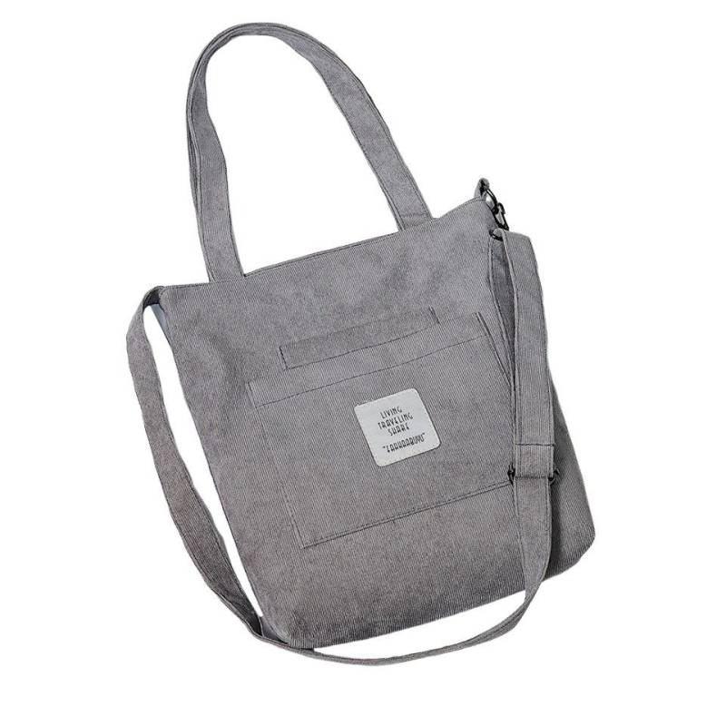 Coonoor Schultertasche Cord Tasche Damen Umhängetasche mit Reißverschluss, Handtasche Stofftasche für College Schule Arbeit Reisen Einkaufen von Coonoor