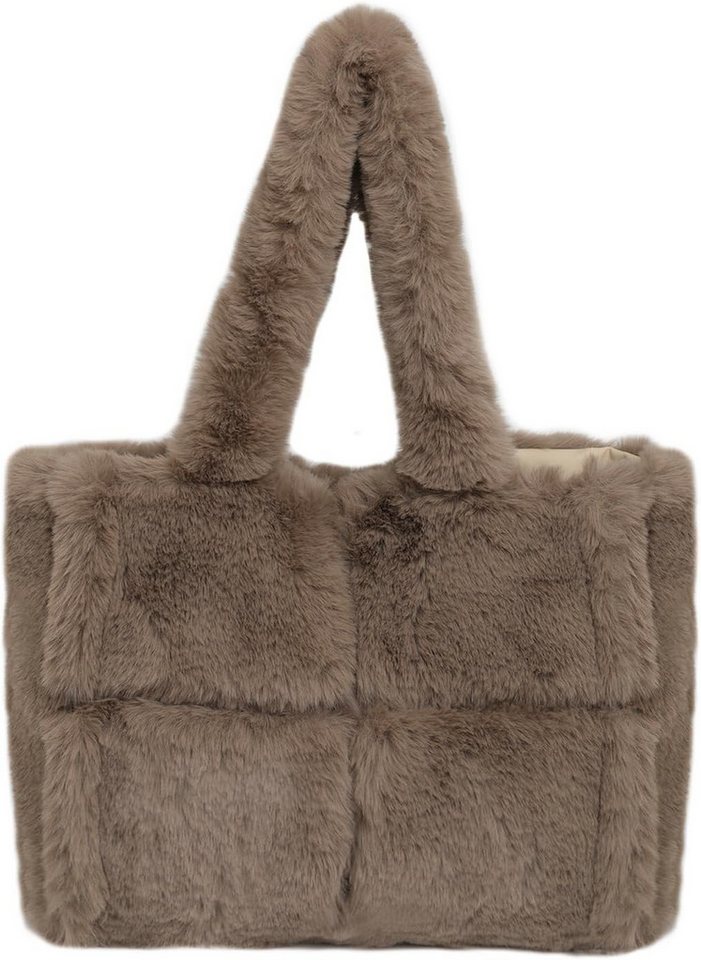 Coonoor Schultertasche Damen Plüsch Umhängetasche Groß Shopper Tasche Handtasche Tote Bag von Coonoor