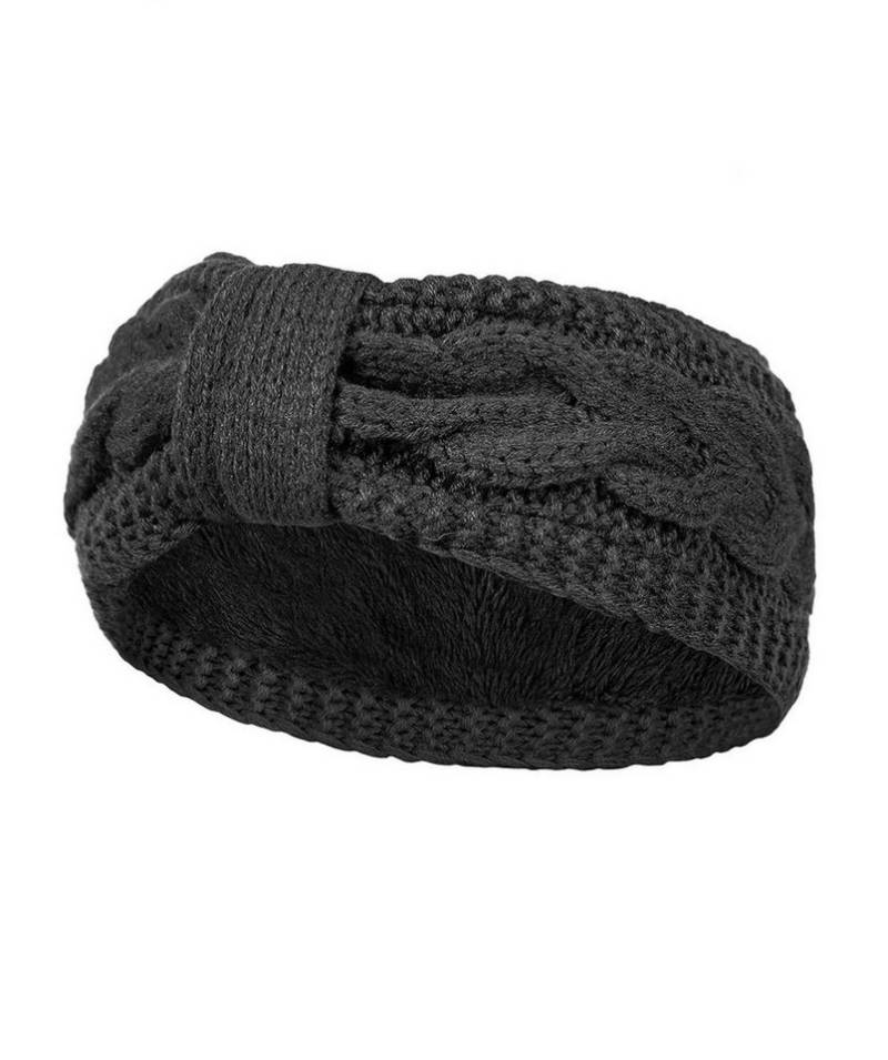 Coonoor Stirnband Damen gestricktes Haarband mit Schleife und Zopfmuster (1-St) Ohrenwärmer gefüttert mit weichem Fleece Innenfutter von Coonoor