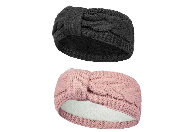 Coonoor Stirnband Damen gestricktes Haarband mit Schleife und Zopfmuster (2-St) Ohrenwärmer gefüttert mit weichem Fleece Innenfutter von Coonoor