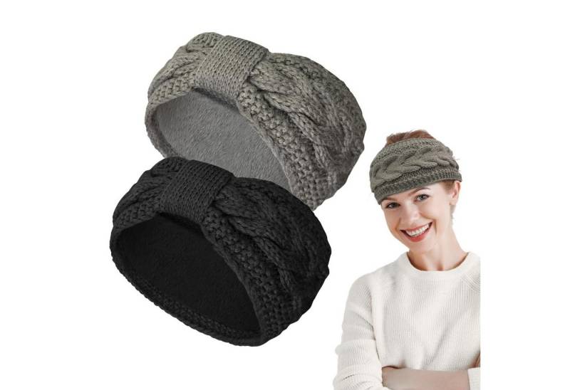 Coonoor Stirnband Damen gestricktes Haarband mit Schleife und Zopfmuster (2-St) Ohrenwärmer gefüttert mit weichem Fleece Innenfutter von Coonoor
