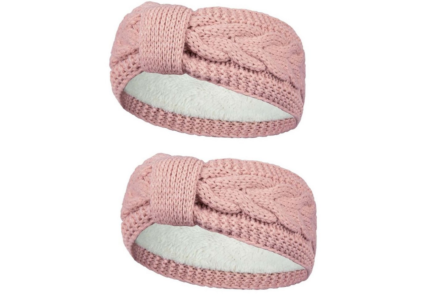 Coonoor Stirnband Damen gestricktes Haarband mit Schleife und Zopfmuster (2-St) Ohrenwärmer gefüttert mit weichem Fleece Innenfutter von Coonoor