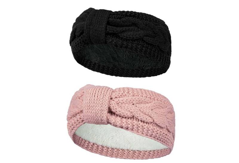 Coonoor Stirnband Damen gestricktes Haarband mit Schleife und Zopfmuster (2-St) Ohrenwärmer gefüttert mit weichem Fleece Innenfutter von Coonoor