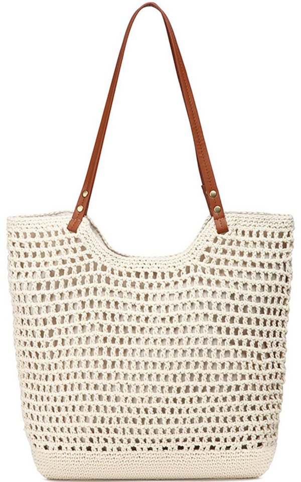Coonoor Strandtasche Damen Große Strandtasche Familie Häkelstrandtaschen, weiche gewebte (1-tlg), Handtaschen Schultertasche für Strand Reisen Pool Fitnessstudio von Coonoor