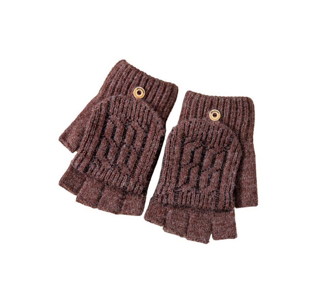 Coonoor Strickhandschuhe Halbfingerhandschuhe mit Kappe,Winter Flip Handschuhe mit Berührung Fingerlose Handschuhe Winterhandschuhe für Damen Herren von Coonoor