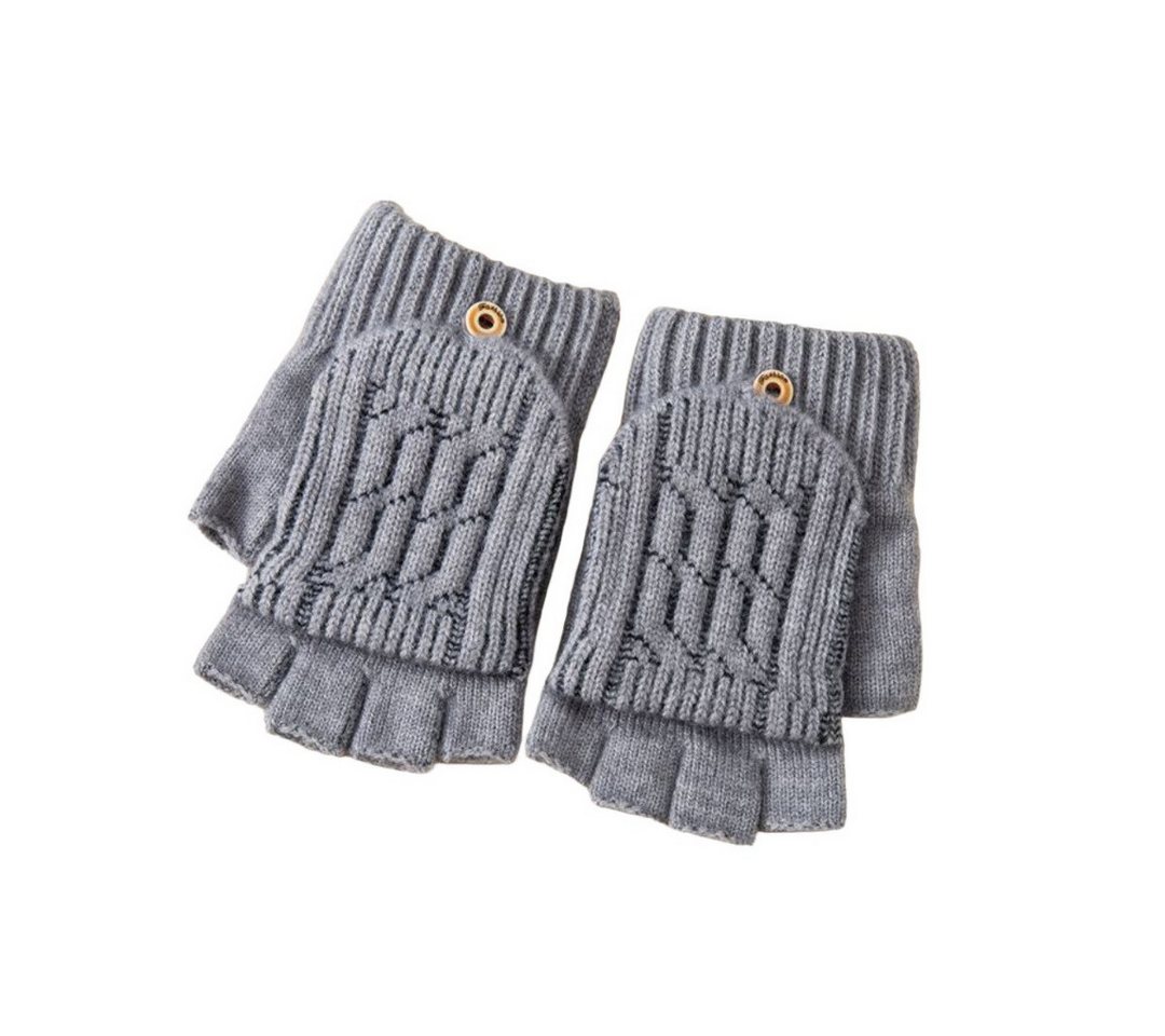 Coonoor Strickhandschuhe Halbfingerhandschuhe mit Kappe,Winter Flip Handschuhe mit Berührung Fingerlose Handschuhe Winterhandschuhe für Damen Herren von Coonoor